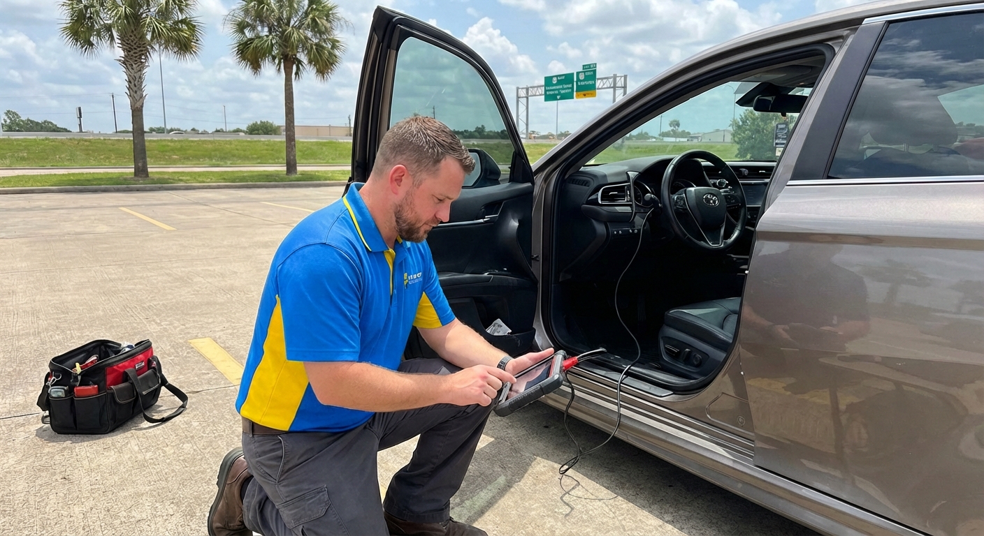 Locksmith programming a transponder key in Beaumont