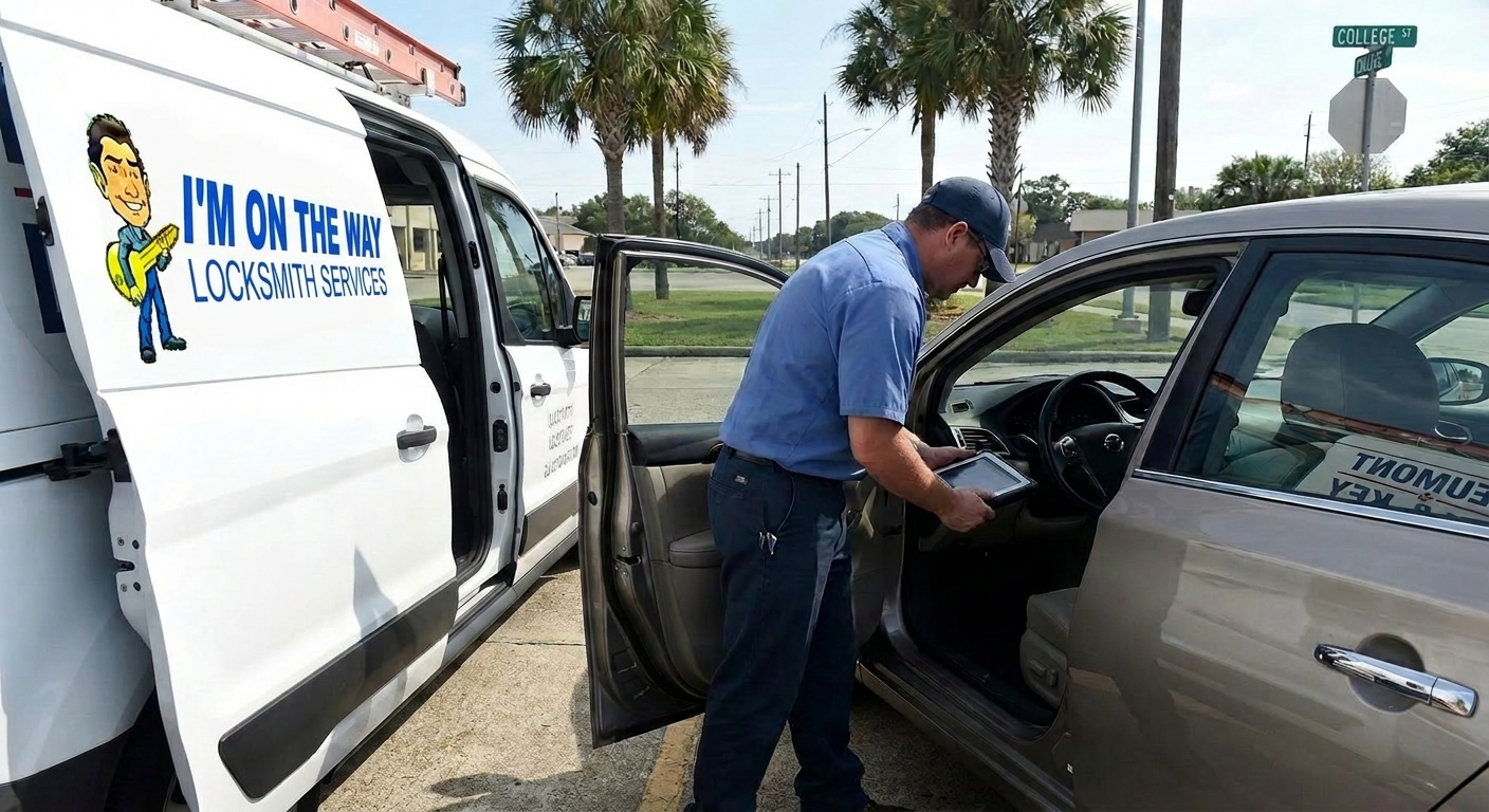 Locksmith in Beaumont making a car key without the original key